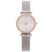 【FOSSIL】FOSSIL 珍珠貝錶盤的米蘭帶錶帶手錶-珍珠貝面X銀色/28mm(ES4614)