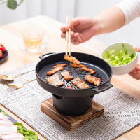 large BBQ Grill Japanese Charcoal Hibachi Stove Grilling Korean Table Iron Cast Barbecue Pan Indoor Plate Teppanyaki Serving