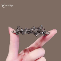 Jepit Rambut Kupu-Kupu Kristal Hitam Korea Mewah Anti Selip Awet