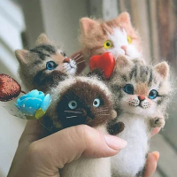 Non-finished Cat DIY Wool Needle Felting Material Package Wool Needle Felting Material Handcraft Accessories Kit Creative Gift
