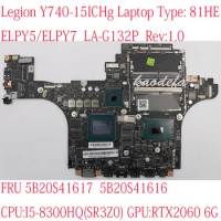 81HE For Lenovo Legion Y740-15ICHg Motherboard Mainboard ELPY5/ELPY7 LA-G132P FRU 5B20S41617 5B20S41616 i5-8300HQ RTX 2060 6G