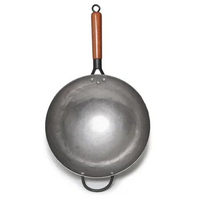 Chinese Cast Iron Wok Kitchen Traditional Wooden Handle Cooking Friendly Products Wok Pan Poele Cuisine Cookware Sets
