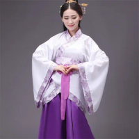 Chinese Traditional Hanfu Woman Embroidery Stage Performance Costumes New Year Tang Suit Chinese Folk Dance Costume for Female