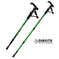 迪伯特DIBOTE 高強度鋁合金彎柄三節登山杖 (綠)