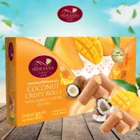 ศรีวรรณา ทองม้วนสอดไส้ครีมรสมะม่วง 80 กรัม SRIWANNA Coconut Crispy Rolls with Mango Cream Filling 80