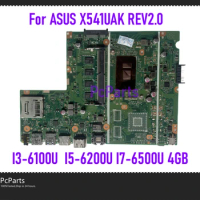 PcParts High quality For ASUS X541UAK Laptop Motherboard X541UVK REV2.0 Main Board I3-6100U I3-6006U I5-6200U I7-6500U 4GB