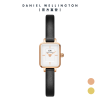 Daniel Wellington DW 手錶 Quadro Mini 15.4x18.2ｍｍ 方糖系列黑皮革小方錶(兩色任選)