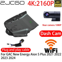 ZJCGO 4K DVR Dash Cam Wifi Front Rear Camera 24h Monitor For GAC New Energy Aion S Plus 2021 2022 2023 2024