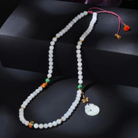 【巴黎精品】現貨+預購 白玉項鍊龍牌吊墜(7mm南紅翡翠毛衣鍊女飾品p1ax67)