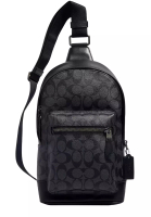 Coach Coach West Pack Bag In Signature Canvas In Charcoal Black 2853