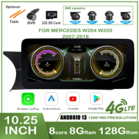 10.25'' Android 13 For Mercedes Benz C W204 W205 2007-2018 Touch Screen Car Automotive Multimedia Player GPS Navi Radio Stereo