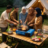 Kompor portable 2in1 omicko/bisa pilih WARNA/bisa gas kecil dan tabung 3kg - Kemasan kotak plastik, 
