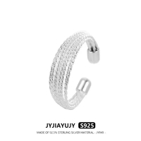 แหวนปรับได้ JYJIAYUJY เงินแท้ S925 ของแท้ 100% ดีไซน์หลายชั้น ลวดเงิน คุณภาพสูง แฮนด์เมด เหมาะสำหรับ