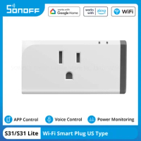 SONOFF S31/S31 Lite US 15A WiFi Smart Plug Support Remote Voice Control Power Monitoring Overload Protection Socket Google Home