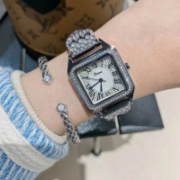 Square Roman Watches for Women Vintage Antique Wrist watch Full Zircons Crystals Bracelets Watches Quartz Summer Fashion Clocks