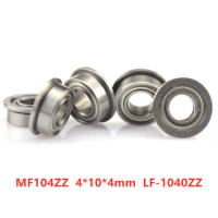 100pcs miniature flanged bearing MF104ZZ 4*10*4 mm LF-1040ZZ flange deep groove ball bearings 4mmx10mmx4mm