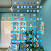 Korden Kerang Capiz Gradasi Warna Biru Capiz Shell Curtain by Kharisma Kerang Indonesia Blue Pink