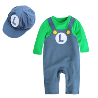 【Baby 童衣】任選 寶寶造型服 假兩件吊帶連身衣附帽子 12019(草綠)