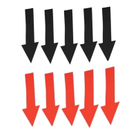 megoce 5 cái Keo Pvc Nhãn đường ống mũi tên dài 6 inch Đen/Đỏ Giấy tự dính PVC Mũi tên Nhãn dán mũi 
