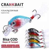 Minnow Mini Berbulu 4.5cm/4gr Umpan Pancing Ikan Minnow 3D Fishing Lure Treble Kail Crankbait Ikan B