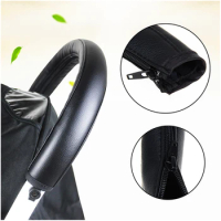 Baby Stroller Handle Cover Baby Stroller Pushchair Wheelchairs Armrest PU Leather Protective Case Cover Stroller Accessories