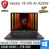 微星 Vector 16 HX AI A2XWIG-014TW-SP3 16吋 灰(Ultra 9 275HX/32G/1TB SSD/RTX5080 16G/W11)特仕版