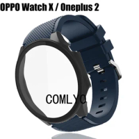 For Oneplus watch 2 / OPPO Watch X Case Glass Screen Protector Cover Protective Smart watch Strap Silicone Sports Band