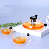European style Glass Teapot With Removable Filter Open Flame Electric pottery stove Borosilicate Glass Kettle coffee pot
