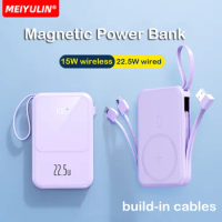 Magnetic 10000mAh Power Bank 15W Wireless Fast Charger PD20W 22.5W External Spare Battery Powerbank With Cable For iPhone Xiaomi