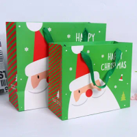 100pcs/lot Christmas Decoration Christmas Cute Santa Claus Kraft Paper Portable Paper Bag New Year Friends Gift Bags