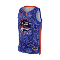 Nike 球衣 Stephen Curry 金州勇士隊 男款 NBA球星 30號 柯瑞 籃球 背心 藍 橘 DA6955-405