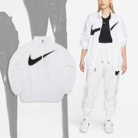 Nike 外套 NSW Essential Woven 女款 白 黑 大勾 寬鬆 落肩 防風 風衣 DX5865-100