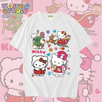 COD [ ส่งฟรี  ] WS0974 เสื้อยืดโอเวอร์ไซส์ เสื้อยืดเกาหลี ผ้าคอตตอน 100% เสื้อยืด คิตตี้ Kitty Sanri