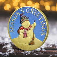 圣誕雪人金幣兒童玩具硬幣 2018年出生紀念小禮品金屬鑰匙扣吊墜