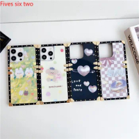 Cute Pink Love Heart Rabbit Square Shockproof Case For VIVO Y36 Y35 Y33S Y21 Y31 Y20 Y16 Y11 V29 V27 V25E V23E V21 V20 V19 Cover