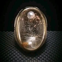 CINCIN BATU PERMATA KECUBUNG CENDANA SERAT RAMBUT EMAS NATURAL