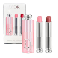 【Dior 迪奧】癮誘粉漾潤唇膏套組 #001經典粉 3.2g + #012 玫瑰木 3.2g(平輸版)