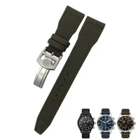 PCAVO 21mm 20mm 22mm Nylon Calfskin Watchband Fit for IWC Big Pilot IW377714 Mark18 SPITFIRE Nylon Real Leather Strap