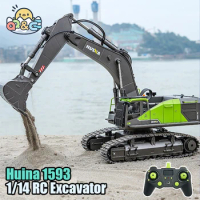 HUINA 1593 1:14 RC Alloy Excavator 22CH Big RC Trucks Simulation Excavator Remote Control Track Engineering Vehicle Toy for Boy