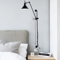 Lamp Vintage Loft Bed-Lighting Brief Wall Lamp Black Adjustable