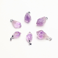 如鴻天然紫水晶原石吊墜原礦男女款水晶項鏈飾品禮物掛件