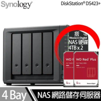 Synology群暉科技 DS423+ NAS 搭 WD 紅標Plus 4TB NAS專用硬碟 x 2