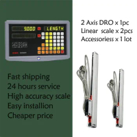 Complete Kits SINO 2 Axis Digital Readout DRO Kit SDS2MS and 2pcs KA300 5um Ruler Linear Scale Optical Encoder Lathe Milling