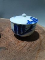 日本回流瓷器昭和時期青花山水茶杯茶碗，全品，如圖，底帶暗款，