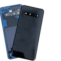 Back Glass Cover For LG V60 ThinQ 5G Back Door Replacement Battery Case Rear Housing Cover Black + Camera Lens for V60