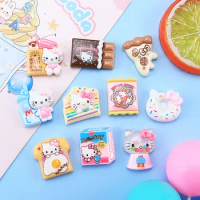 10Pcs Mini Hello Kitty Dessertn Scrapbook DlY Resin Fashion Jewelry Hairpin Refrigerator Sticker Decoration Accessories 046
