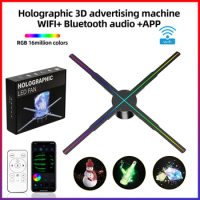 3D Hologram Projector Fan 50cm Wifi APP Control Led Display Sign Logo Hologram Projector Light Wall Mounted Advertising Machine