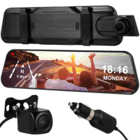 Rear View Mirror Car Dash Camera Inside And Front Full Screen Streaming Media Abs Mini Vehicle Dvr Recorder