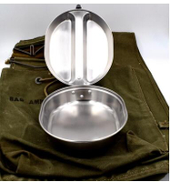 全新304德式不銹鋼美軍飯盒戶外便攜餐具單兵野戰炊便當餐盤便攜