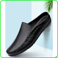 ♘Giày Lười Sục Nam Da Thật, Dáng Đẹp , Không Tụt Gót GD18♧VN COD
